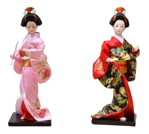 2 Uds 11  Muñeca Japonesa Kimono Geisha, Escultura