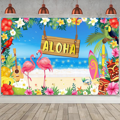 Decoracion Fiesta Luau Fondo Hawaiana Extra Pancarta Playa X