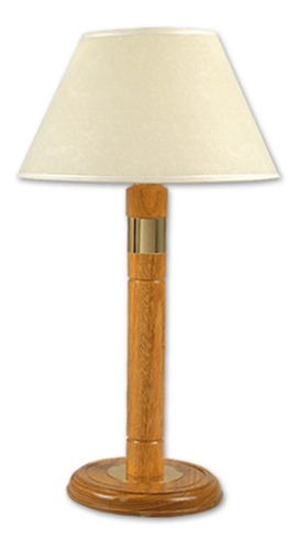 Lampara De Mesa Velador Escritorio Roble Pantalla Blanca