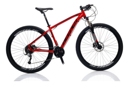 Bicicleta Mountain Bike Deeper Mtb Maximus 29 -19 Vermelho 24v Freios De Disco Câmbios Shimano Tourney Cubos De Rolamento K7 Suspensão Com Trava De Ombro E K7 11/32