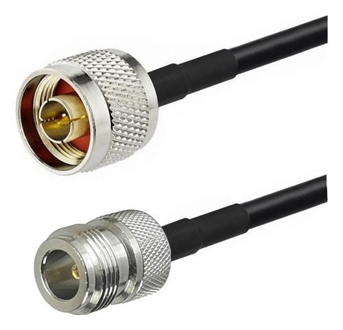 Cabo Coaxial Rgc58 Adaptador Pigtail 1 Mt N Macho X N Fêmea Cor Preto