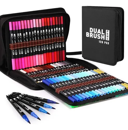 Kit De 120 Rotuladores Lettering Tongfushop | Doble Punta Fina Y Pincel | Tinta A Base De Agua Sin Olor | Perfecto Para Caligrafía, Dibujo Y Bullet Journal
