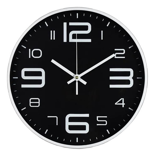 Reloj De Pared Dormitorio Oficina Silencioso Fondo Negro B3