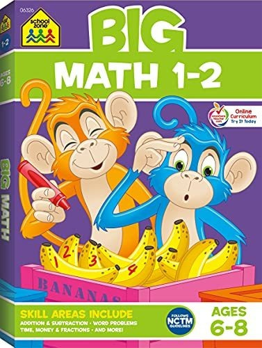 Book : School Zone - Big Math 1-2 Workbook - 320 Pages, Age