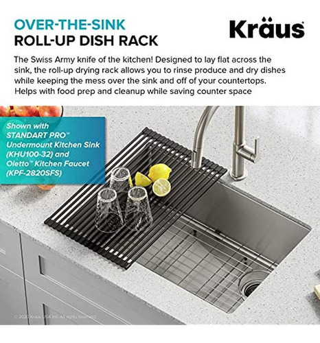 Kraus Escurridor De Platos Multiusos, Colador Y Color Dark gray