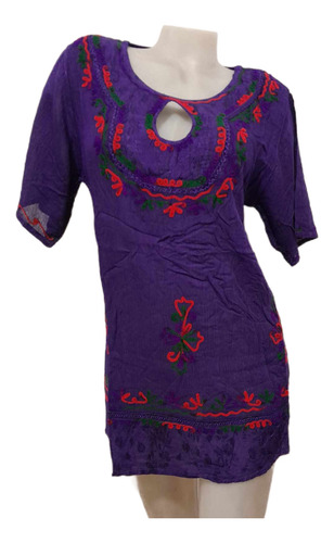 Blusa Camisa Camisola Bordada Viscosa Hindu 0154 Violeta