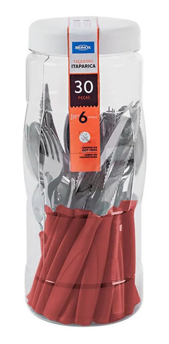 Imagem 2 de 2 de Faqueiro Itaparica 30 Peças Vermelho - Brinox