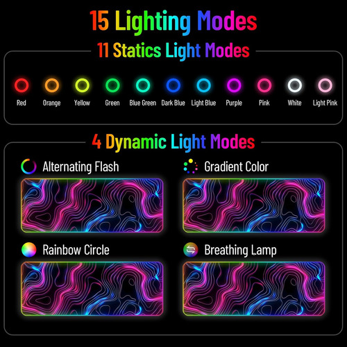 Tapete De Escritorio Led Rgb Mousepad Para Juegos, Teclado G