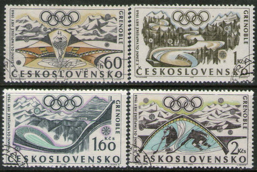 Checoslovaquia Serie X 4 Sellos Olimpíadas De Invierno 1968 