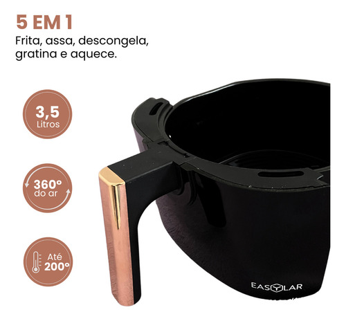 Fritadeira Elétrica Sem Óleo Air Fryer Easylar 3,5l Preta
