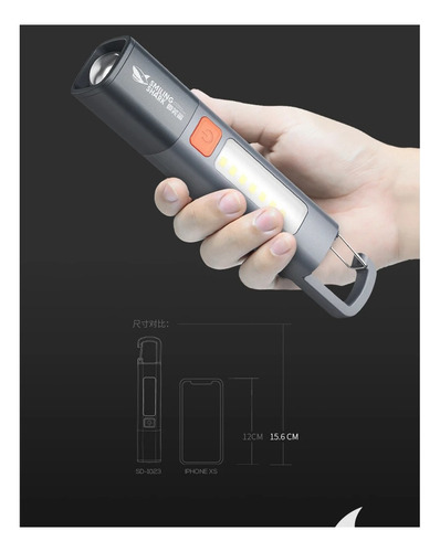 Linterna Lampara Colgable Camping Recargable Telescopico Ipx Linterna Gris Luz Blanco