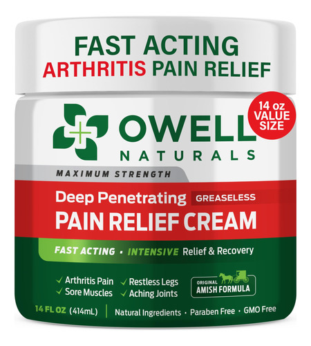 Owell Naturals Crema Para Aliviar El Dolor De Artritis, 14 O