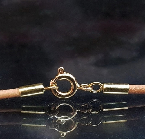 Imagem 6 de 7 de Pedras - Colar (1v) Unissex, Couro 2mm E Ouro, Cód125c76