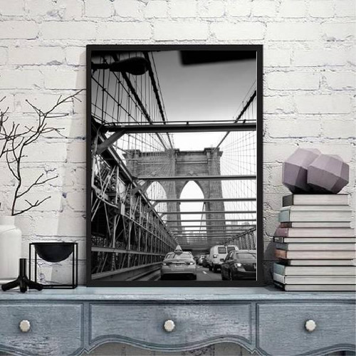 Marco de fotos del puente de Brooklyn, 24 x 18 cm, con cristal