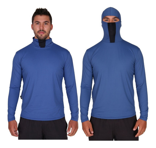 Camiseta Pesca Ninja Azul Oceano  Uv50+ Para Pesca Airsoft 