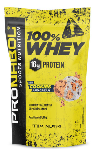 Pronabol 100% Whey 16g Protein Pacote 900g - Cookies Sabor Cookies And Cream