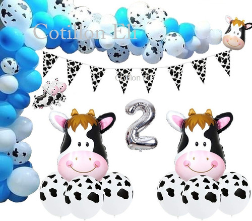 Set Globos Vaca  Numero Globos Manchas Vaca Banderin