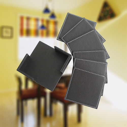 Tapete De Mesa De Piel Sintética Negro Resistente Al Calor,