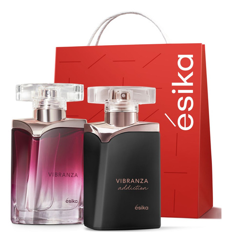 Perfume Vibranza + Vibranza Addiction +  Bolsa Regalo Ésika 