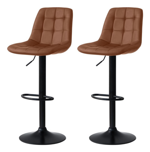 Kit 2 Banqueta Alta Elegance Estofada Com Base Giratória Magazine Decor Cor Marrom