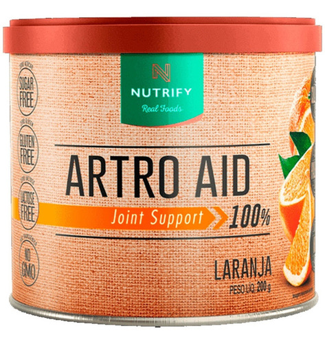 Suplemento Em Pó Nutrify Colágenos Artro Aid Joint Support Apoio Articular Tipo I Tipo Articulações Ácido Hialurônico Nutrientes Para Sabor Laranja Em Pote De 200ml