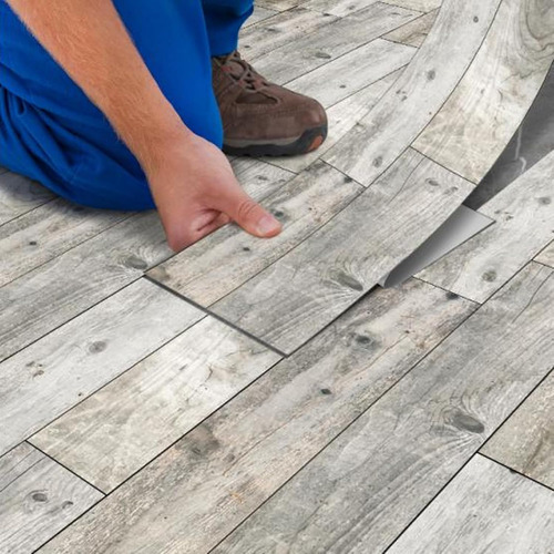 Pack Of 10 Floor Tiles For Peel And Stick, Matte Pvc Wood Gr