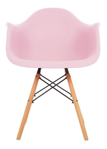 Cadeira de jantar Elidy Charles Eames Eiffel com braço, estrutura de cor  rosa, 4 unidades