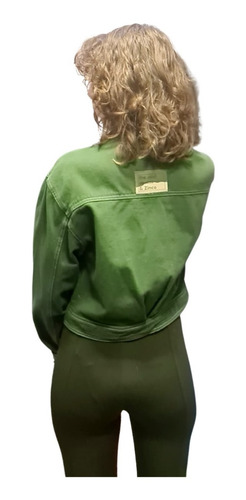 Imagem 9 de 9 de Jaqueta Cropped Em Sarja Com Bolsos E Gola Padre Zinco