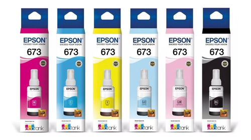 Kit 6 Botes Tinta Original Epson 673 P/ L800, L805, L1800