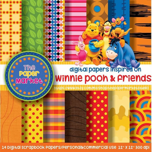 Kit Imprimible Pack Fondos Winnie Pooh Clipart