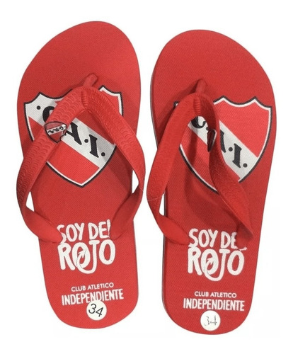 Ojotas De Independiente Licencia Oficial  Roja