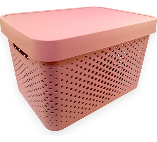 Dois Organizadoras Decorativas Grande Com Tampa 17lt Rosa