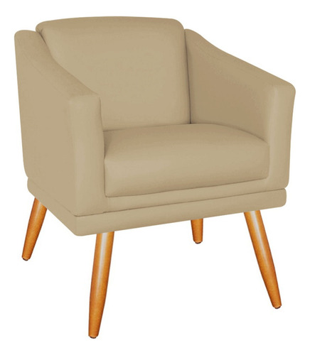 Kit 2 Poltronas San Diego Para Recepção Sala Estar Bege Desenho Do Tecido Corino