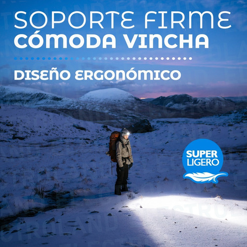 Imagen 7 de 10 de Linterna Minera Led Vincha 3 Modos De Luz Rotación 90°