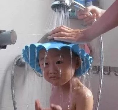 Chapéu Viseira Protetor De Banho Bebê Shampoo Bebês Azul