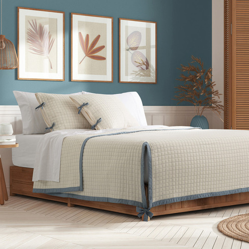 Cubrecama Twin 170x240 Cm + Funda Kit 2 Piezas Matelaseado Color Montana | Natural Liso