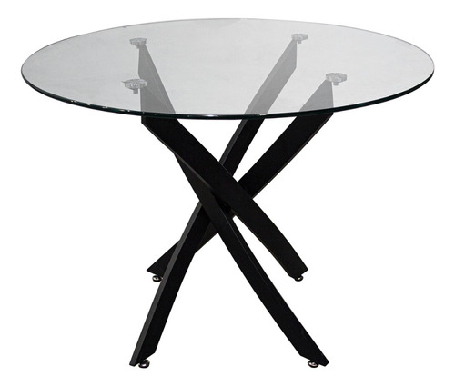 Mesa De Comedor Infinity Negra Vidrio 1.20 M Redonda