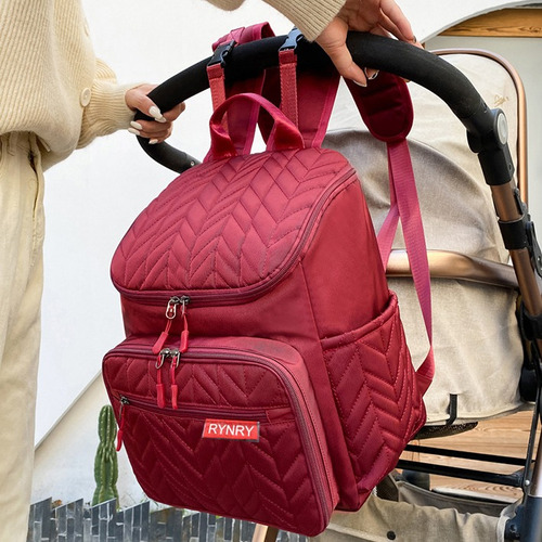 Pañalera Moderna Mochila De Bebe Multiuso Impermeable Viaje Color Negro Diseño De La Tela Rayas