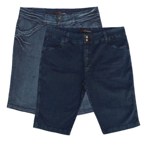 Kit C/ 02 Bermudas Jeans Femininas  Plus Size Tam 58 E 60
