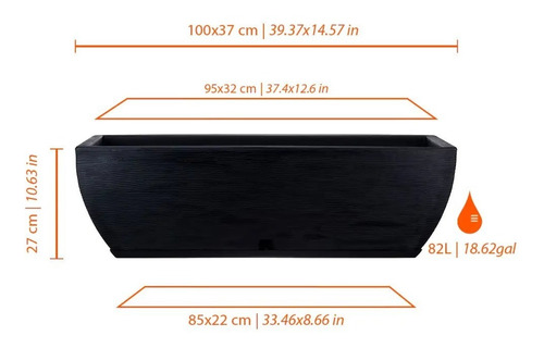 Maceta Jardinera Plastico Amsterdam 100x37x27cm Simil Piedra