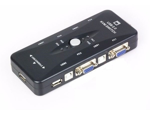 Imagem 2 de 2 de Chaveador Kvm Usb Switch 4 Portas Vga/ E Kit 4 Cabos Kvm Usb