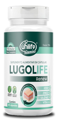 Lugolife Renew Unilife 30 Cápsulas Sabor Sem sabor