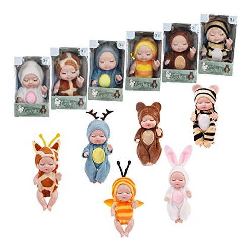 Vueos 6 Pcs 4 Inch Mini Reborn Baby Dolls Toy Set Realistic