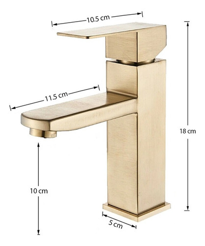 Torneira Banheiro Misturador Monocomando Lavabo Inox Dourada