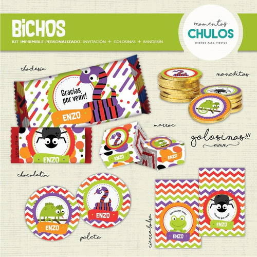 Kit Imprimible Candy Bar Bichos Iguana Araña Sapo Vívora | MercadoLibre