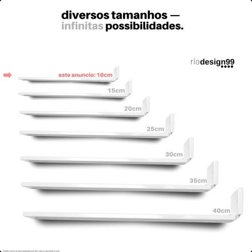 10cm - Mão Francesa Cantoneira Branca Invisível - rio design99 - Ferro Aço Suporte Para Prateleira Reforçada Resistente Industrial Madeira Bancada Estante s64