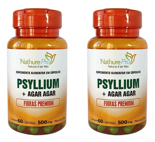 Kit 2 Psyllium + Agar Agar 60 Cápsulas 500mg