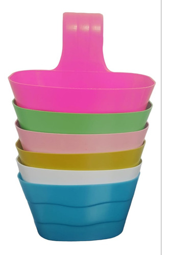 Imagen 2 de 4 de Maceta Balconera Mini Plastica Balcon Colores Pack X 10