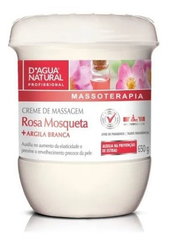 Imagem 1 de 1 de Creme Massagem Rosa Mosqueta E Argila Branca 650grs