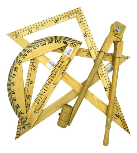 Juego De Geometria Pizarrón Madera Reforma Educativa 4 Pz